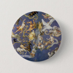 Vintage astronomie hemelse fresco, sterrenbeelden ronde button 5,7 cm