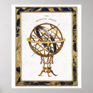 Vintage astronomie, kunstmatige of armillair sfere poster