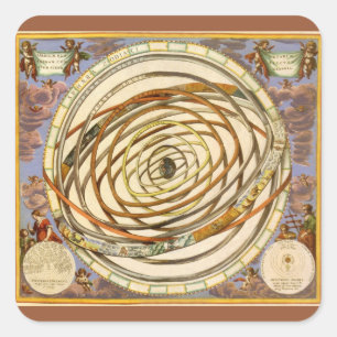 Vintage Astronomie Omloop Planeten, Andreas Cellar Vierkante Sticker