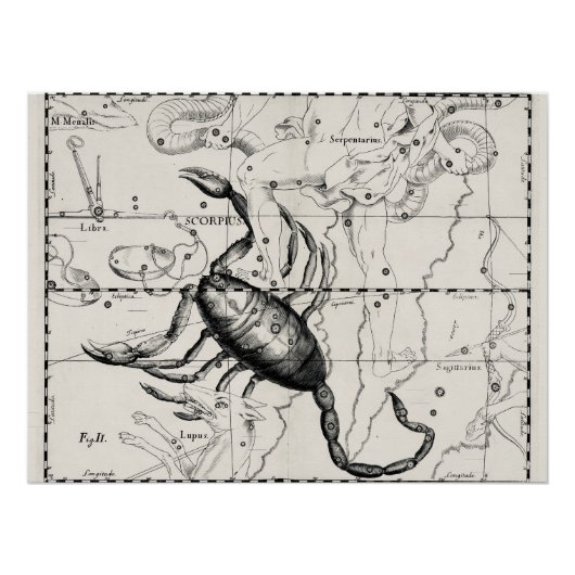 Vintage Astronomy Constellations Celestial Map  Perfect Poster (Voorkant)