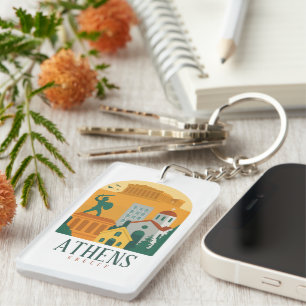 Vintage Athene Griekenland Reizen – Parthenon Stad Sleutelhanger