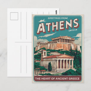 Vintage Athene hoofdstad van Griekenland cadeaus Briefkaart