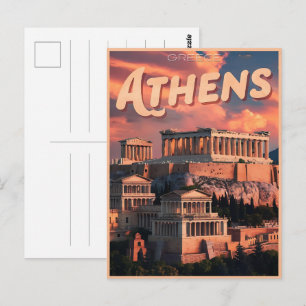 Vintage Athene hoofdstad van Griekenland cadeaus Briefkaart