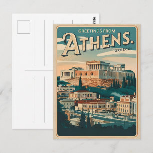 Vintage Athene hoofdstad van Griekenland cadeaus Briefkaart