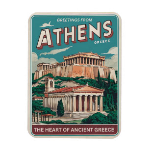 vintage Athene hoofdstad van Griekenland cadeaus   Magneet