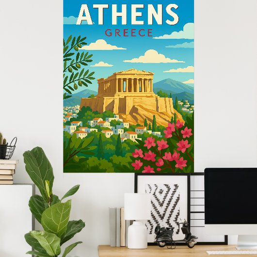 Vintage Athens Greece Parthenon Poster – Retro (Thuiskantoor)