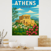 Vintage Athens Greece Parthenon Poster – Retro (Keuken)