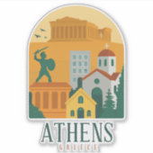 Vintage Athens Greece Travel – Parthenon City Sticker (Voorkant)