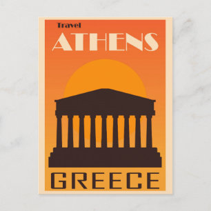Vintage Athens Griekenland Akropolis Ruïnes Travel Briefkaart