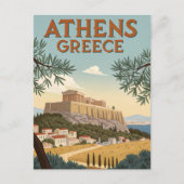 Vintage Athens Travel Briefkaart (Voorkant)