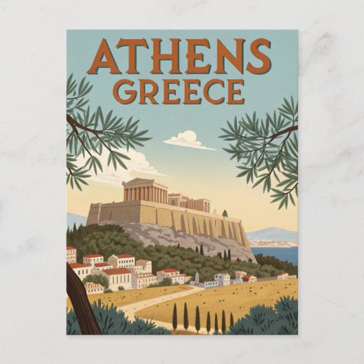 Vintage Athens Travel Briefkaart (Voorkant)