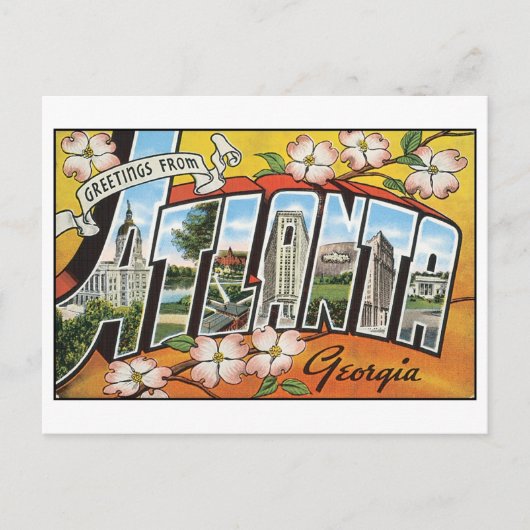 Vintage Atlanta Briefkaart (Voorkant)