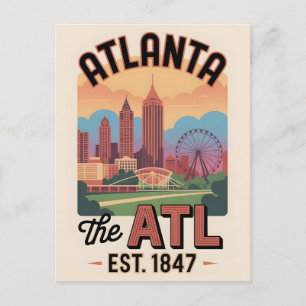 Vintage Atlanta Georgia De ATL Retro Reizen Briefkaart