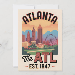 Vintage Atlanta Georgia De ATL Retro Reizen Feestdagenkaart