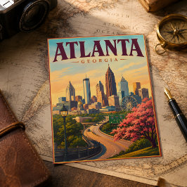 Vintage Atlanta Georgia Voetbal 2026 Souvenir Briefkaart