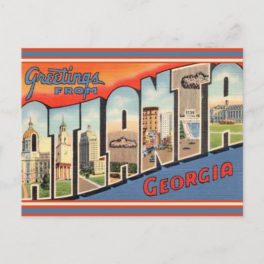 Vintage Atlanta Groeten Briefkaart (Voorkant)
