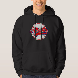 Vintage Atlanta Stadsgezicht Honkbal Voor Mannen V Hoodie
