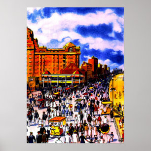 Vintage Atlantic City Boardwalk Poster