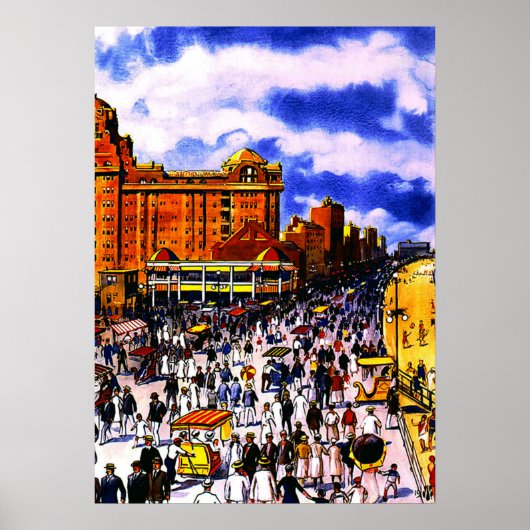 Vintage Atlantic City Boardwalk Poster (Voorkant)