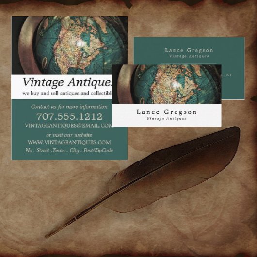 Vintage Atlas Globe, Antiquair, Winkel Flyer