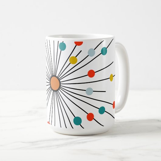 Vintage Atomic Dot Retro Koffiemok (Voorkant rechts)