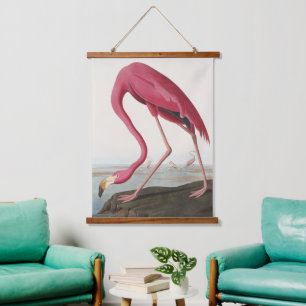 Vintage Audubon Amerikaanse Flamingo Roze Vogel Ku Hangend Wandkleed