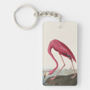 Vintage Audubon Amerikaanse Flamingo Roze Vogel Ku Sleutelhanger