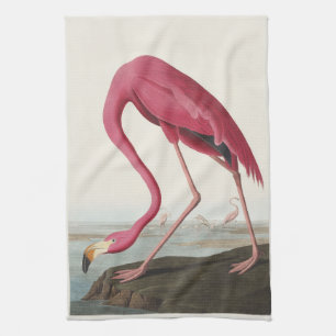 Vintage Audubon Amerikaanse Flamingo Roze Vogel Ku Theedoek