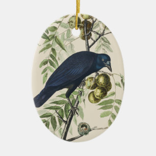 Vintage Audubon Amerikaanse Kraai Vogel Natuur Kun Keramisch Ornament