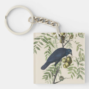 Vintage Audubon Amerikaanse Kraai Vogel Natuur Kun Sleutelhanger