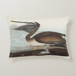 Vintage Audubon Bruine Pelikaan Kustvogel Kunst Accent Kussen