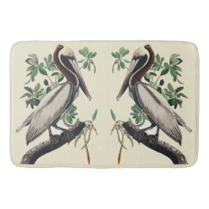 Vintage Audubon bruine pelikaan kustvogel kunst Badmat