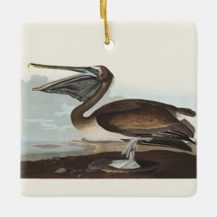 Vintage Audubon bruine pelikaan kustvogel kunst Keramisch Ornament