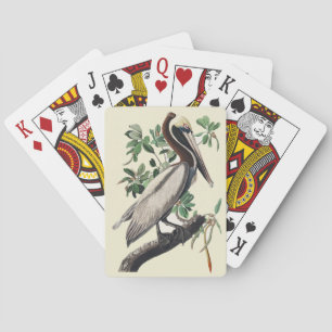 Vintage Audubon bruine pelikaan kustvogel kunst Pokerkaarten