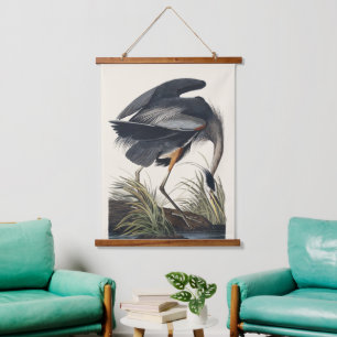 Vintage Audubon Grote Blauwe Reiger Vogel Natuur K Hangend Wandkleed