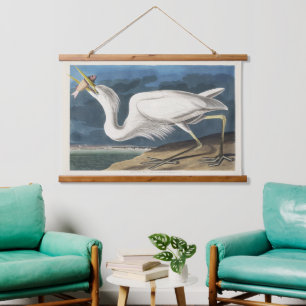 Vintage Audubon Grote Witte Reiger Vogelkunst Hangend Wandkleed