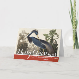 Vintage Audubon Louisiana Reiger Vogelkunst Feestdagen Kaart