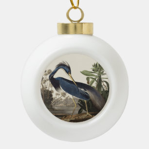 Vintage Audubon Louisianaanse Reiger Vogel Kunst Keramische Bal Ornament