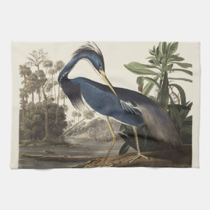 Vintage Audubon Louisianaanse Reiger Vogel Kunst Theedoek