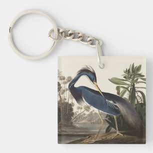 Vintage Audubon Louisianaanse reiger vogelkunst Sleutelhanger