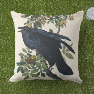 Vintage Audubon Raaf Vogel Natuur Kunst Buitenkussen