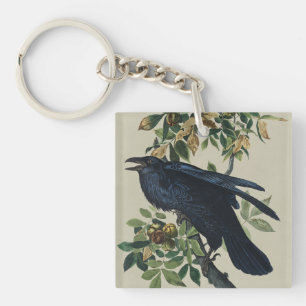Vintage Audubon Raaf Vogel Natuur Kunst Sleutelhanger