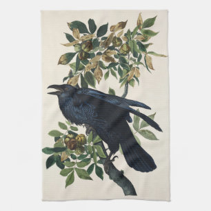 Vintage Audubon Raaf Vogel Natuur Kunst Theedoek