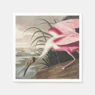 Vintage Audubon Rode Lepelaar Vogelkunst Servet