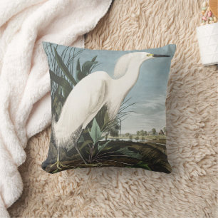 Vintage Audubon Sneeuwreiger Witte Reiger Vogel Ku Kussen