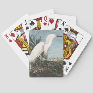Vintage Audubon Sneeuwreiger Witte Reiger Vogel Ku Pokerkaarten