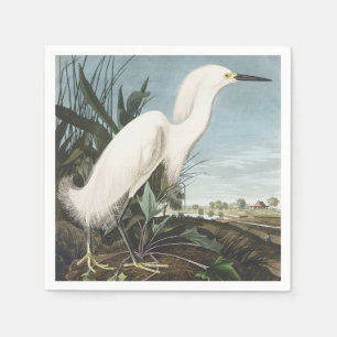 Vintage Audubon Sneeuwreiger Witte Reiger Vogel Ku Servet