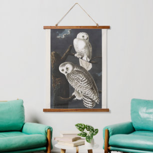Vintage Audubon Sneeuwuil Nacht Vogel Kunst Hangend Wandkleed