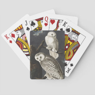 Vintage Audubon Sneeuwuil Nacht Vogel Kunst Pokerkaarten