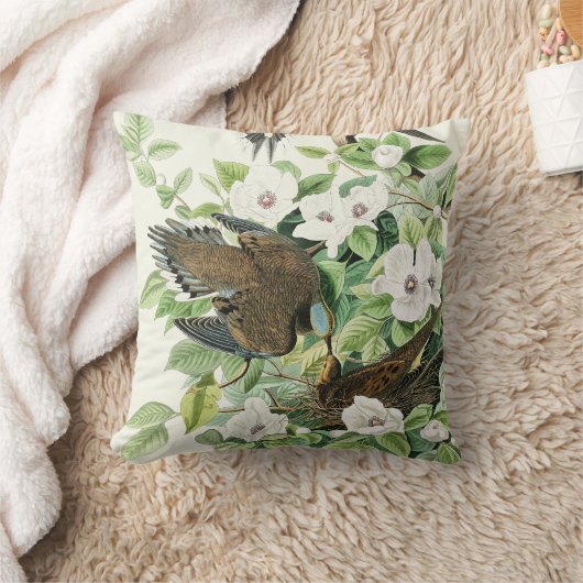 Vintage Audubon Treurduif Vogel Bloem Kunst Kussen (Deken)